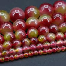 Watermelon crystal chalcedony round loose beads 4/6/8/10/12/14mm dimension optional DIY stone suitable making ornaments 15" 2024 - buy cheap