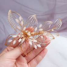 Handmade Gold Brides Hair Combs Leaves Hairbands Rhinestone Hair Sticks Wedding Hair Accessories 2024 - buy cheap