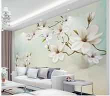 3d mural wallpaper Simple and elegant magnolia  TV backdrop bedroom photo wall paper 3d 2024 - buy cheap