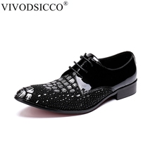 New Crocodile Bright Patent Leather Shoes Men Dress Shoes Breathable Fashion Male Wedding Shoes Men's Flat Oxford Shoes 2024 - buy cheap