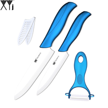 Ceramic knife 5 inch slicing knife 6 inch chef knife with one blue handle+white balde peeler kitchen knives set cooking tools 2024 - buy cheap