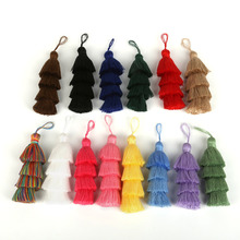 1Pc Multicolor 4 Layer Tassel 8cm long Cotton Silk Tassel Charm Pendants For Jewelry Making DIY Earrings Findings 2024 - buy cheap