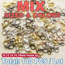 110PCS Mix Colors Sizes Lobster Clasp Gold Silver Rhodium Bronze for DIY necklace bracelet chain Jewelry Accessory Findings 2024 - buy cheap