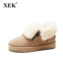 Зимние женские ботинки XEK, теплые замшевые ботинки на толстой подошве с металлической пряжкой на молнии 2024 - купить недорого