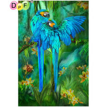 DPF square diamond painting blue parrots tree DIY 5D crafts diamond mosaic home decor diamond embroidery cross stitch needlework 2024 - buy cheap