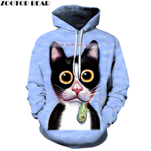 Moletom com capuz estampa 3d gato cachorro peixe, casaco de rua harajuku masculino e feminino, outono inverno, drop shipping 2024 - compre barato