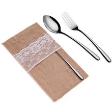 1/pack Natural Jute Lace Pockets Rustic Wedding Tableware Packaging Fork & Knife Burlap Holder Cutlery Pocket PC678957 2024 - buy cheap