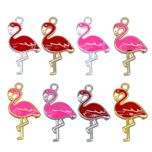 6 uds creativo dibujos animados flamingo colgante collar pulsera DIY accesorios de joyería hecha a mano al por mayor 2024 - compra barato