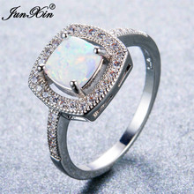 JUNXIN Male Female White Opal Stone Ring Fashion Big Geometric Finger Ring Promise Wedding Engagement Rings For Women 2024 - buy cheap