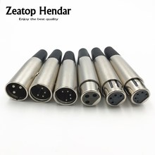 Adaptador de conector macho e fêmea para solda, 2 peças, metal xlr 3 4 5 pinos de entrada, para mesa de música, alto-falante, microfone, cabo prata 2024 - compre barato