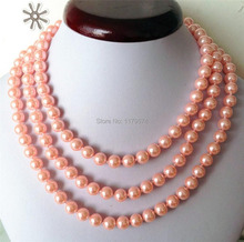 New Fashion 8mm Pink Shell Pearl Jewelry Long Necklace Making Design  Lace Hand Made Gifts Girl Women Ornaments 50" ZH007 2024 - buy cheap