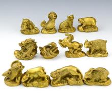 YM-conjunto completo de 12 adornos zodiacales, 1015 de cobre puro, de gallo, Tigre, conejo, dragón, serpiente, caballo, oveja, Mono 2024 - compra barato