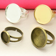 10pçs anel clássico em 3 cores preto ajustável em branco/base, ajustável 12/14/16/18/20mm cabochões de vidro, botões; aro de anel 2024 - compre barato
