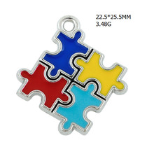 Skyrim 3Pcs/Lot Enamel Colorful Puzzle Piece Heart & Cross & Squares Charms Autism Pendant DIY Jewelry Accessories Making Gifts 2024 - buy cheap