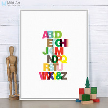 Colorful Alphabet Typography Letters Prints Posters Nursery Kids Baby Classroom Wall Art Picture Home Decoration Canvas Painting 2024 - buy cheap