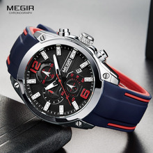 Genuine MEGIR quartz male watches Genuine Leather watches racing men Students game Run Chronograph Watch male glow hands 2024 - buy cheap