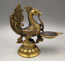 8 дюймов латунные медные резьбы птица Феникс масляная лампа статуя 2024 - купить недорого