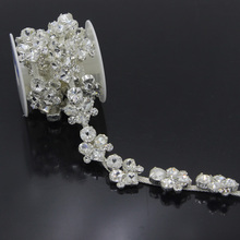 Cinturón de vestido de novia con cuentas de diamantes de imitación, 5 yardas, cinta de aplique de cinta, oro y plata 2024 - compra barato