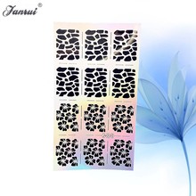 Lotus Flower Design Leopard Print Laser Hollow Nail Art Template Stencil Stickers For Airbrush Painting Nail Vinyls Decal AJV220 2024 - buy cheap