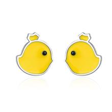 New Small Yellow Chicken Crown Stud Earrings Trend Creative Pendientes Jewelry Boucle D'oreille SAE63 2024 - buy cheap