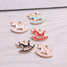 SWEET BELL  8pcs 13*15mm Five Color Alloy Metal Drop Oil Rocking Horse Charms Pendant For DIY Bracelet Necklace Jewelry Making 2024 - buy cheap