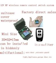 Ems/dhl frete grátis 100 unidades 12v mini interruptor de sistema de controle remoto sem fio à prova d' água/tansmissor e receptor 315/433mhz