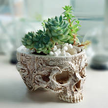 Hand Carved Skull Flower Pot Skull Bone Bowl Home Garden Decor Halloween Decoration 2024 - buy cheap
