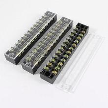 3 Pcs 600V 15A 12 Positions Dual Rows Covered Barrier Screw Terminal Block Strip 2024 - buy cheap