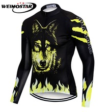 Mens Long Sleeve Cycling Jersey Pro Team Racing Ropa Ciclismo Maillot Sportswear Mtb Tops Bicycle Cycling Clothing Black Wolf 2024 - buy cheap