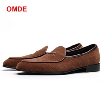 OMDE Italy Style Handmade Suede Loafers 100% Genuine Leather Men Slip On Dress Shoes Big Size 47 Man Casual Shoes 2024 - buy cheap