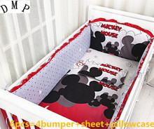Promotion! 6PCS Cartoon Baby crib bedding set Bumper for Cot baby cot sets.100% cotton ,include(bumper+sheet+pillow cover) 2024 - buy cheap