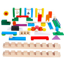 Brinquedo dominó de madeira, acessórios de instituição de madeira para crianças, jogo de blocos de construção educacionais 2024 - compre barato