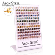 ASONSTEEL Cubic Zirconia Jewelry Wholesale 60 Pairs/lot Mixed Styles Silver Color Stud Earrings for Women Hypoallergenic Earring 2024 - buy cheap