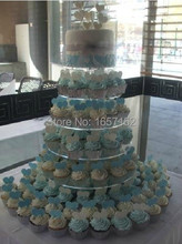 6 Nível Rodada Acrílico Cupcake Stand Exibição carrinho do bolo de casamento champanhe torre torre de vinho da Festa de Aniversário 2024 - compre barato