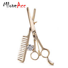 MloveAcc Comb Scissors Brooch Hat Collar Clips Bijoux Austrian Crystal Hijab Pins Up Brooches for Wedding Dress Girl Jewelry 2024 - buy cheap