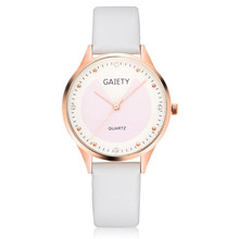 Relógio analógico redondo quartz com pulseira de couro tz #502 para mulheres 2024 - compre barato