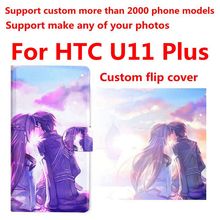 Capa com foto personalizada para celular, capa dobrável de couro pu para fotos para htc u11 plus 2024 - compre barato