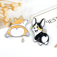 Corgi Pins Bulldog Metal Brooches Cute Jewelry Small Paw Black Heart Butt Stand Up Ears Decorating Badge For Animal Lovers 2024 - buy cheap