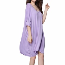 Summmer Sexy Female Sleepshirt Women's V-Neck Half Sleeve Dress Loose Nightshirt Sleepwear Nightgown Sleepshirt Home Clothing 2024 - buy cheap