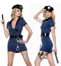 Vocole Policewoman Blue Deep V Dress  Police Woman Costume Cop Cosplay Uniform Outfit 2024 - buy cheap