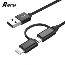 Rovtop 2 In 1 USB Cable Type C Cable for Iphone Samsung Galaxy S10 S9 Xiaomi Fast Charging Micro USB Cable for Android Tablet 2024 - buy cheap