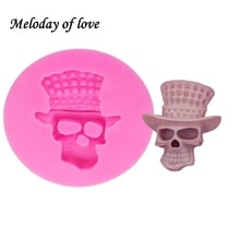 Molde de silicona de polímero con forma de cabeza de calavera para decoración de tartas, moldes para hornear Fondant, pasta de azúcar artesanal, DY0031 2024 - compra barato