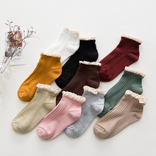 Lace Ruffles Sweet Pure Color Cotton Women Ladies Socks Lovely Ruffled Edge Princess High Quality Spring Summer Girls Socks 2024 - buy cheap