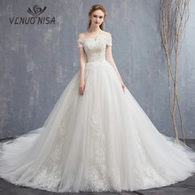 Vestido de Noiva Appliques Lace Flowers Princess Wedding Dresses 2020 Sweetheart Pearls 120CM Royal Train Ball Gown Bridal Dress 2024 - buy cheap