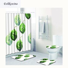 Juego De alfombrillas para el inodoro del baño, Set De 4 Uds. De alfombrillas para el inodoro del baño con hojas verdes frescas, antideslizantes, envío gratis 2024 - compra barato