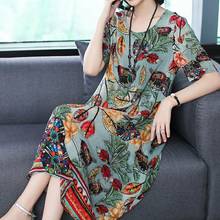 Plus size Elegant chiffon Silk Dress 2019 Summer Casual Vintage o-Neck Women Dresses Fashion Patchwork Print Dresses Vestidos 2024 - buy cheap