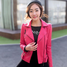 2020 new autumn and winter leather women's slim short lapels jackets lapel PU leather jacket motorcycle clothing Women's tops 2024 - buy cheap