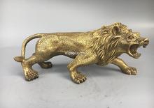 Pair 10'' Classica Brass carved animal ferocious beast male Lion statue 2024 - buy cheap
