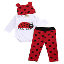 3 PCS Autumn Newborn kids long sleeve Ladybugs Gorillas set Baby Boy Girl Rompers Top Striped Leggings Pants Outfits Clothes Set 2024 - buy cheap