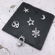 New 10pcs Fashion Charm Gift Rhinestone Moon Alloy Pendant Earring Necklace Jewelry Accessories DIY Electroplating Does Not Fade 2024 - buy cheap